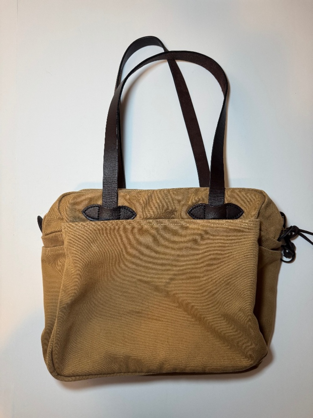 Filson Rugged Twill Zipper Tote Briefcase Tan USA Leather Classic